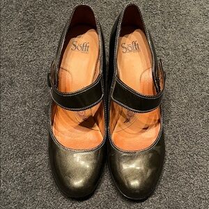 Sofft Metallic Black Mary Jane Heels